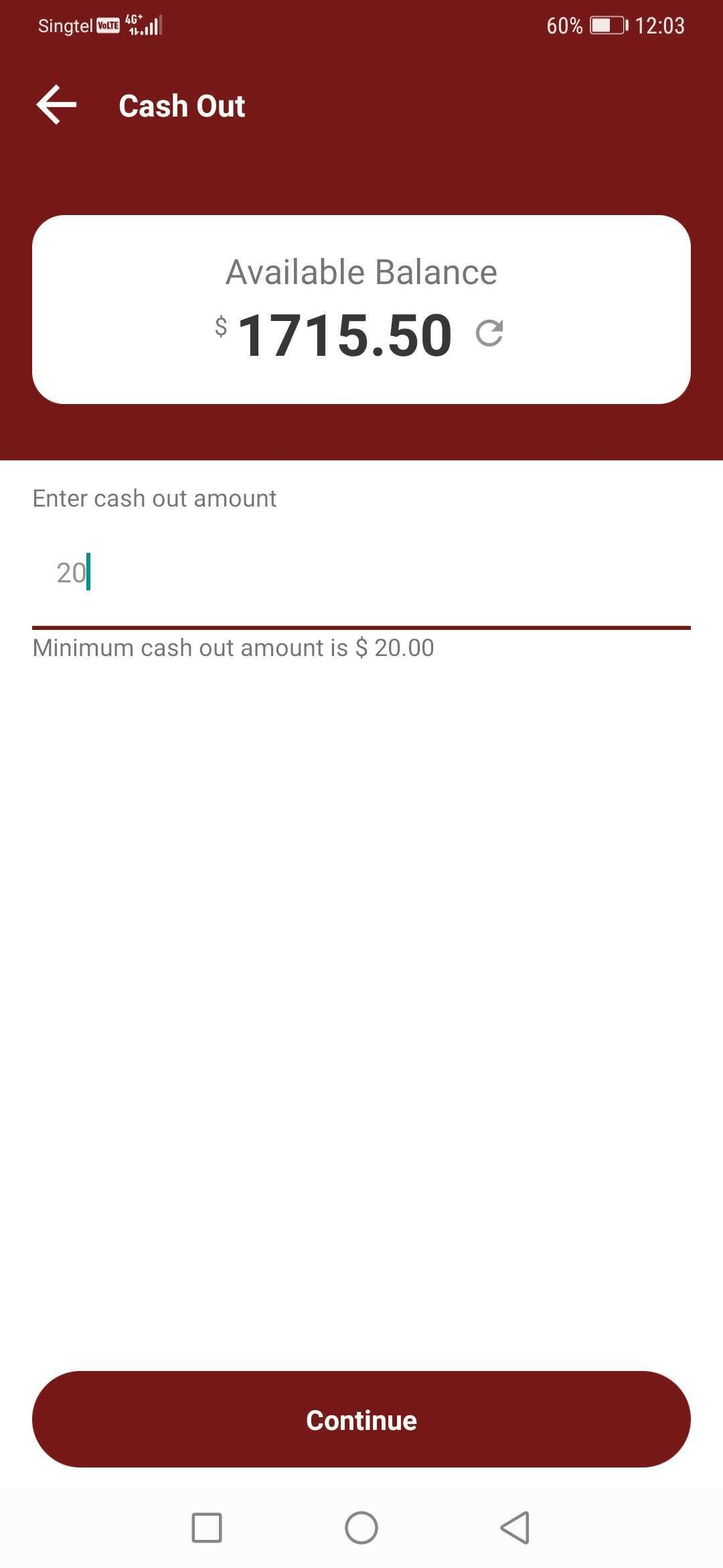 Delivery Agent Cash Out