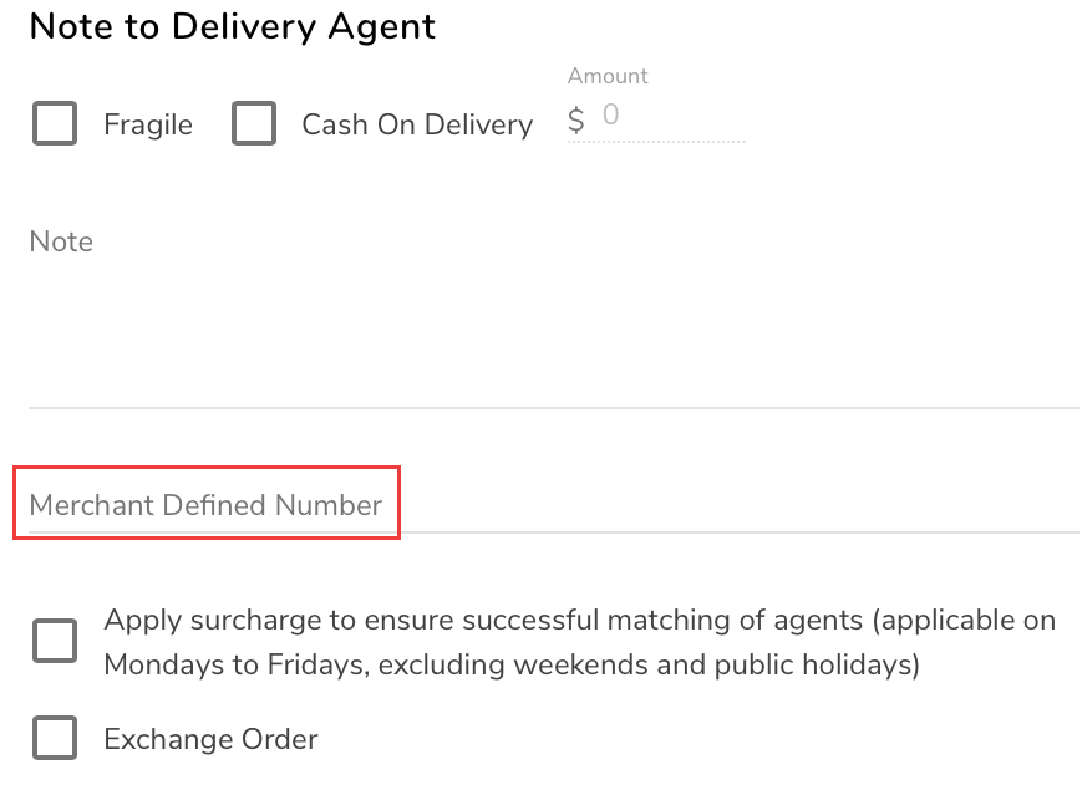 Merchant-Defined-Number-Delivery-Parcel-Identification