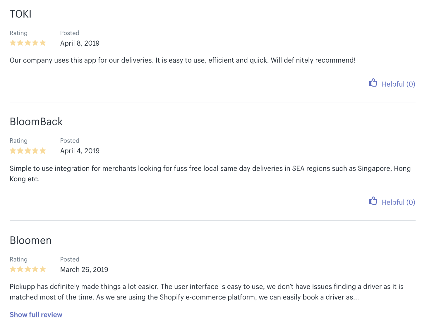 Pickupp Plugin on Shopify Reviews